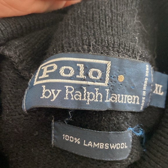 Polo by Ralph Lauren 100% Lambswool Men's Black Sweater Collar Sz XL - Picture 4 of 4